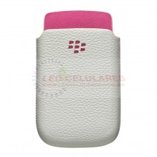 CAPA DE COURO BLACKBERRY 9800 BRANCO COM ROSA ORIGINAL